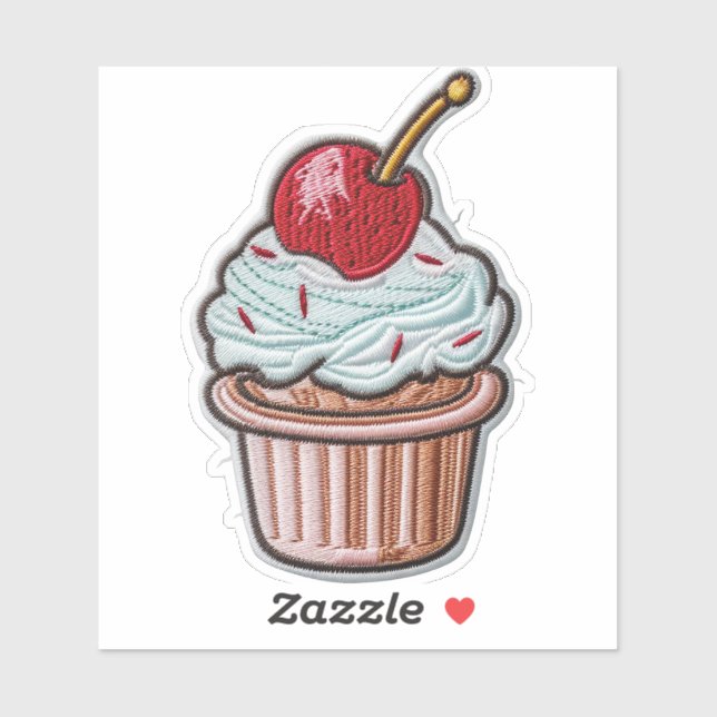 Cherry-Topped Cupcake Custom-Cut Vinyl Sticker (Sheet)