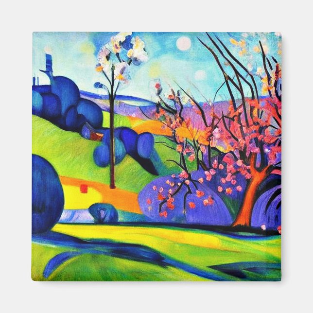 Cherry tree among rocks magnet (Front)