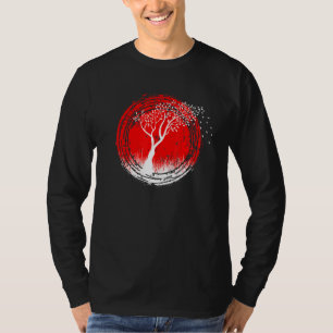 Cherry Tree On A Red Sun - Japanese Look - Bonsai  T-Shirt