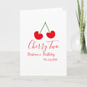 Cherry two 2nd birthday red cherry kids simple card