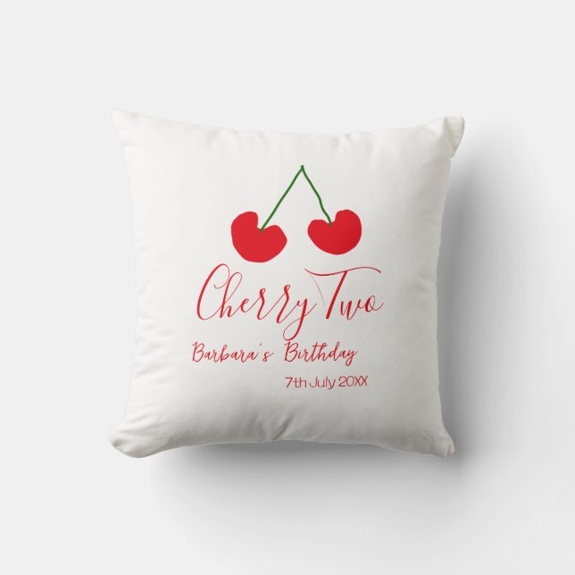 Cherry two 2nd birthday red cherry kids simple  cushion (Front)