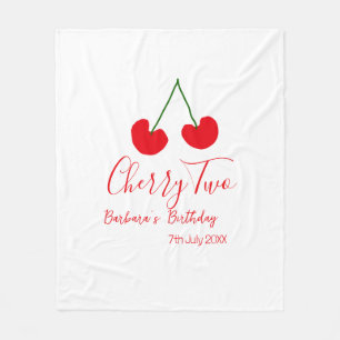 Cherry two 2nd birthday red cherry kids simple  fleece blanket