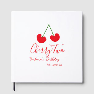 Cherry two 2nd birthday red cherry kids simple guest book
