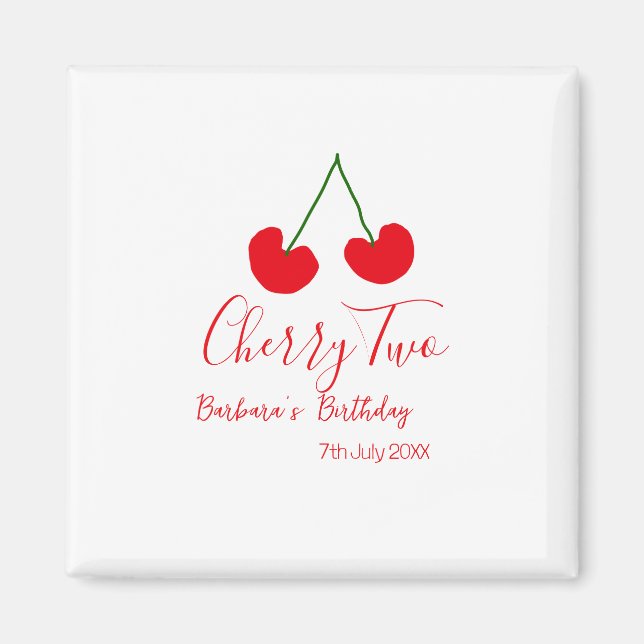 Cherry two 2nd birthday red cherry kids simple  magnet (Front)