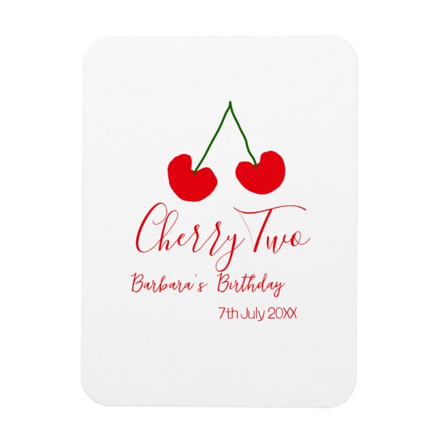 Cherry two 2nd birthday red cherry kids simple  magnet (Vertical)
