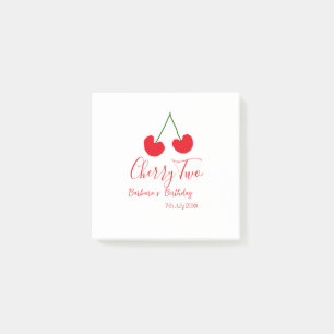 Cherry two 2nd birthday red cherry kids simple post-it notes