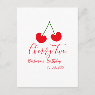Cherry two 2nd birthday red cherry kids simple  postcard