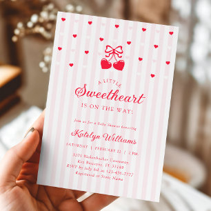 Cherry Valentine Bow Baby Shower Invitation