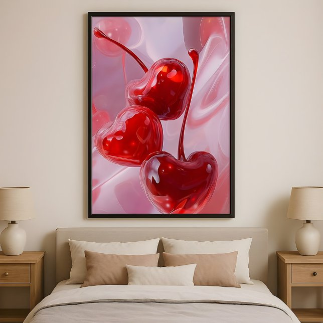 Cherry Vibes – Abstract Heart Cherries  Love Art  Poster (Creator Uploaded)