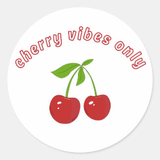 cherry vibes classic round sticker