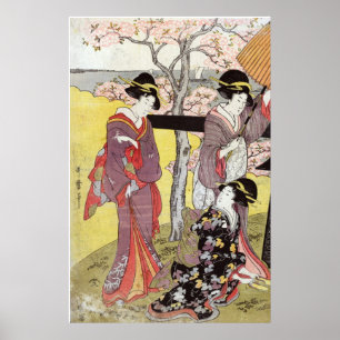 Cherry Viewing at Gotenyama by Kitagawa Utamaro Poster