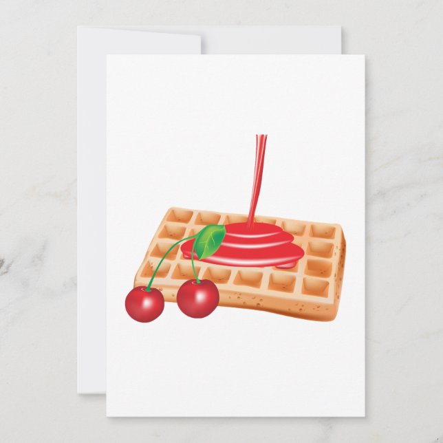 Cherry Waffle Breakfast with Syrup Invitation (Front)
