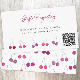 Cherry Watercolo Baby Shower Gift Registry QR Code Enclosure Card