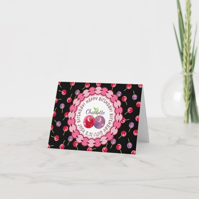 Cherry Watercolor Birthday Card (Front)