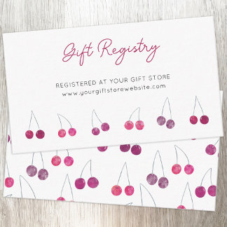 Cherry Watercolor Bridal Shower Gift Registry Enclosure Card