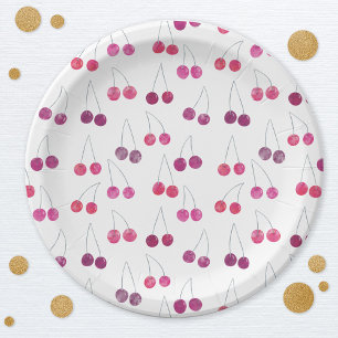 Cherry Watercolor Paper Plate