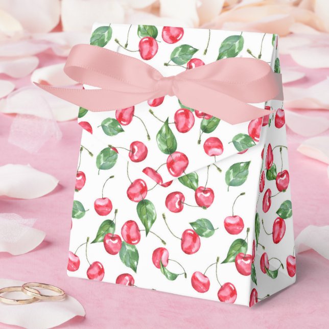 Cherry Watercolor Pattern Favour Box (Wedding)