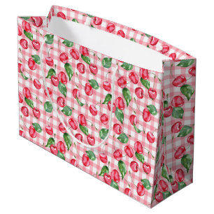 Cherry Watercolor Pattern Large Gift Bag
