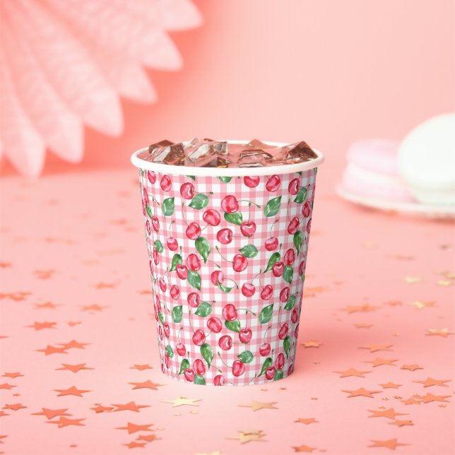 Cherry Watercolor Pattern Paper Cups (Insitu)