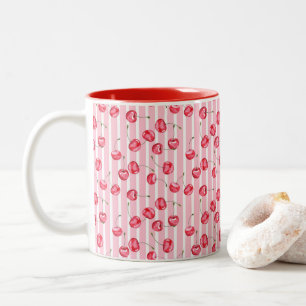 Cherry Watercolor Pattern Two-Tone Coffee Mug