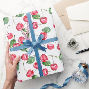 Cherry Watercolor Pattern Wrapping Paper