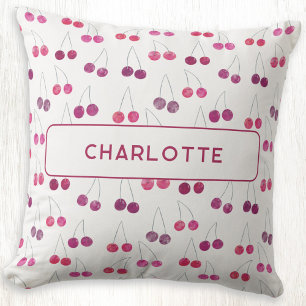 Cherry Watercolor Personalised Cushion