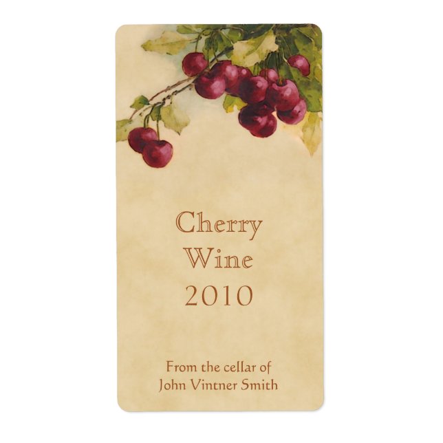 Cherry wine bottle label (Front)