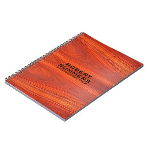 Cherry Wood Custom Typography Notebook