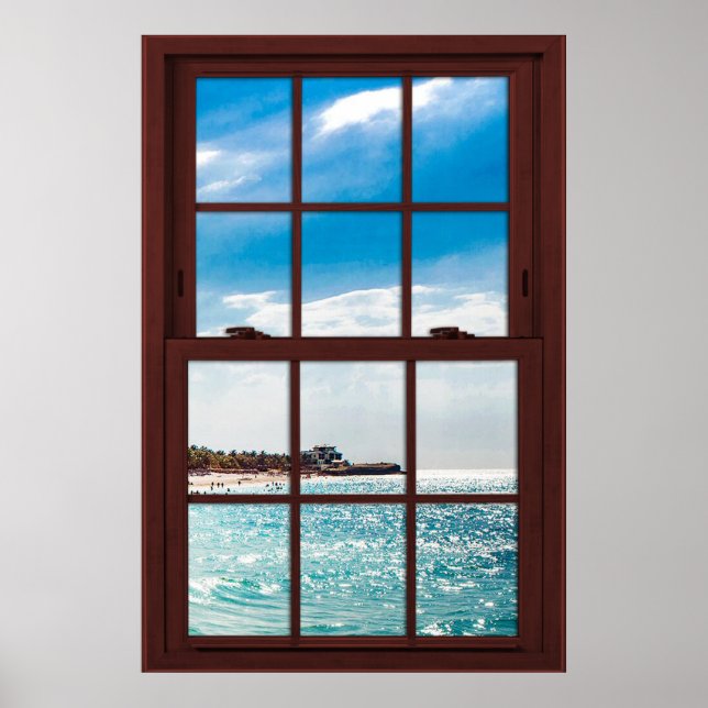 Cherry Wood Picture Caribean View Poster (Front)