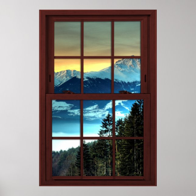 Cherry Wood Picture Window Mountain View 3 of 3 Poster (Front)