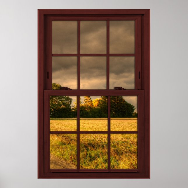 Cherry Wood Picture Window Scenery - Stormy Sky Poster (Front)