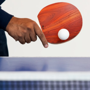Cherry wood texture custom monogram. ping pong paddle