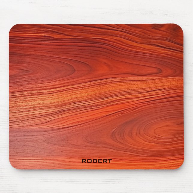 Cherry wood texture custom monoram. mouse mat (Front)