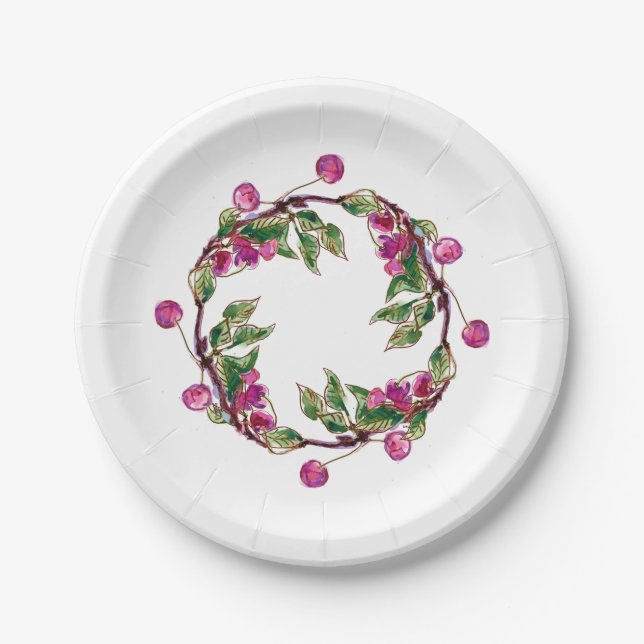 Cherry Wreath by Linandara Plate (Front)