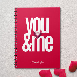 Cherry You & Me Personalised Pink Valentine's Day  Notebook