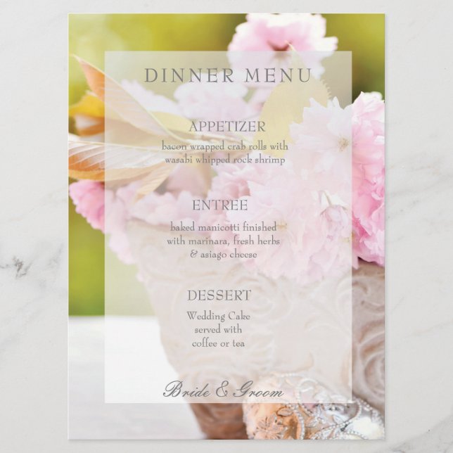 Cherryblossoms editable wedding menu (Front)