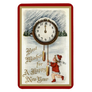 Cherub and New Year Clock Magnet