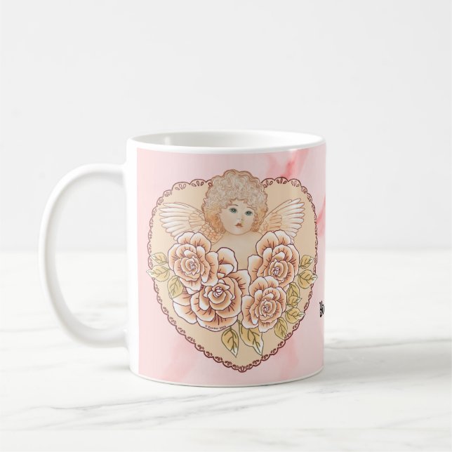 Cherub Angel Heart Coffee Mug (Left)