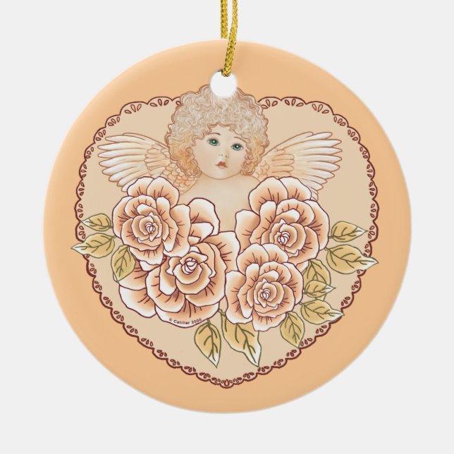 Cherub Angel Heart custom ornament  (Front)