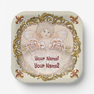 Cherub Angel Heart Paper Plate