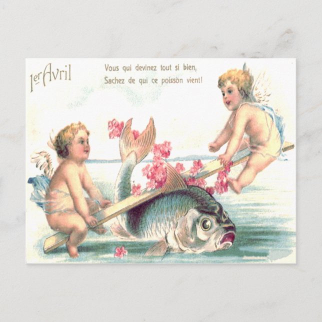 Cherub Angel See-Saw Fish Postcard (Front)