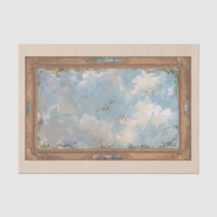 Cherub Angel Sky Clouds Gold Frame Art Decoupage  Tissue Paper