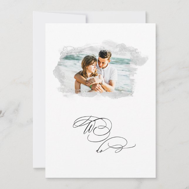 *~* Cherub Banner PHOTO AR6 RSVP +  QR Wedding  In Invitation (Front)