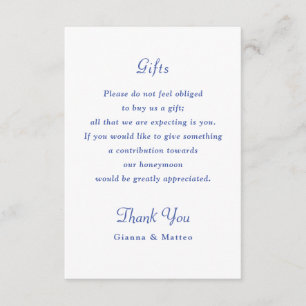 Cherub Blue Wedding Suite Details Gift Honeyfund Enclosure Card