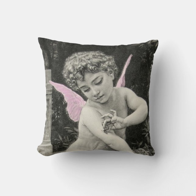 Cherub Bouguereau Boy Butterfly Fairy Engraving Cushion (Front)