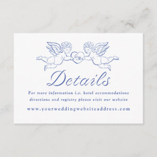 Cherub Cupid Couple Holding Heart Wedding Details Enclosure Card