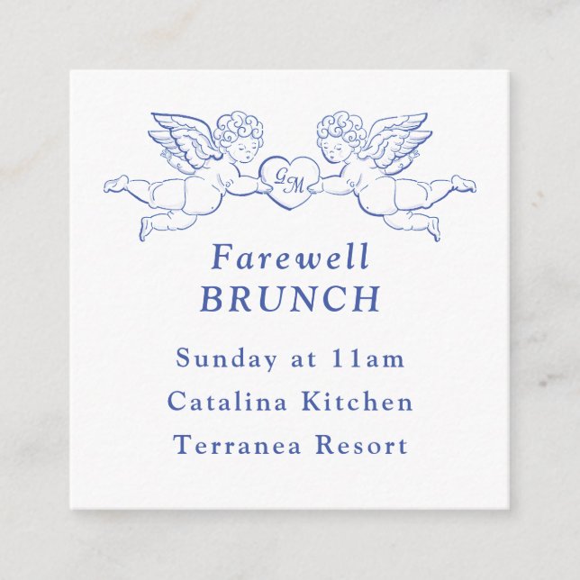 Cherub Cupid Couple Holding Heart Wedding Mini Enclosure Card (Front)