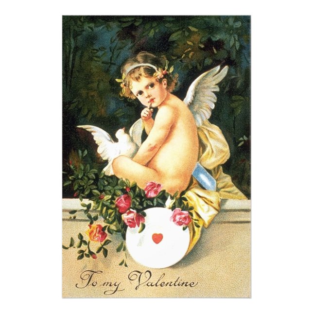 Cherub Cupid Dove Rose Heart Photo Print (Front)