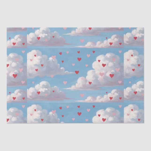 Cherub & cupids love aftermath. Hearts in the sky Tissue Paper (Front)