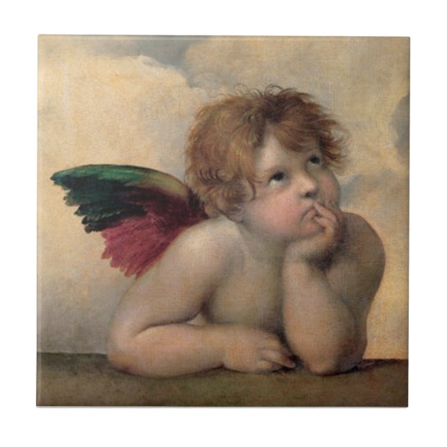 Cherub from Sistine Madonna by Raphael Tile (Front)